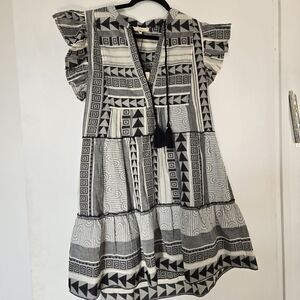 Elan Black and White Patterned Mini Dress